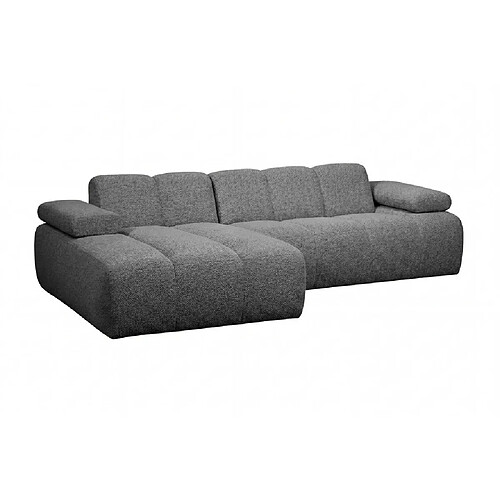 Casanova Canapé d'angle tissu chenille 3 places Gris foncé Droit