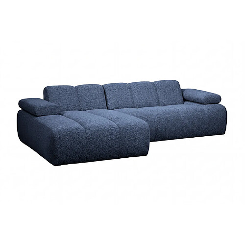 Casanova Canapé d'angle tissu chenille 3 places Bleu Droit