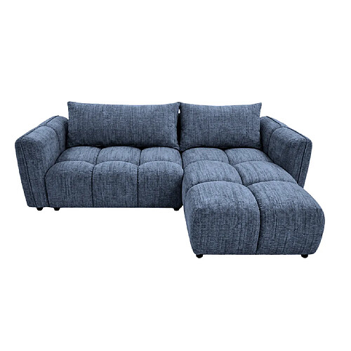 Casanova Canapé d'angle tissu chenille 3 places Bleu Droit