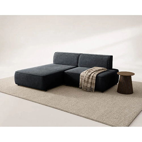 Bestmobilier Lisette - Canapé d'angle gauche 4 places convertible avec coffre en velours