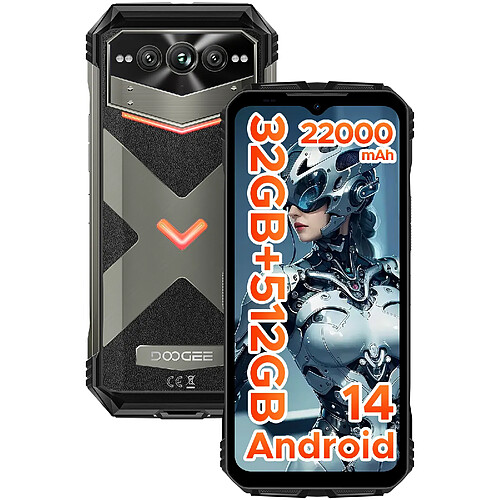DOOGEE V MAX Pro 5G Gris Smartphone, 32Go/512Go, 6.58" FHD+ 120Hz, Android 14, 22000mAh