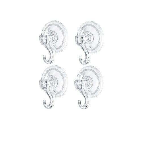 INF Lot de 4 grands crochets à ventouse transparents - Fixation murale sans perçage pour salle