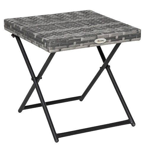 STILVORA Table de jardin 40/40/40 cm grise en rotin avec structure pliante
