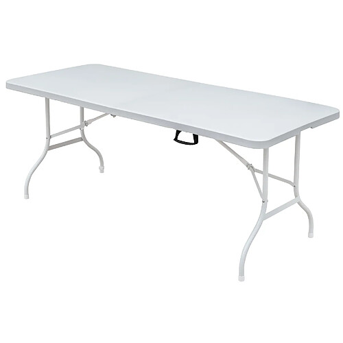 STILVORA Table pliante 180,34/73,66/73,66 cm blanche en fer et plastique portable