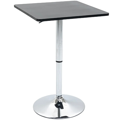 STILVORA Table de bar 60/60/69-93 cm noire en bois et métal avec plateau pivotant