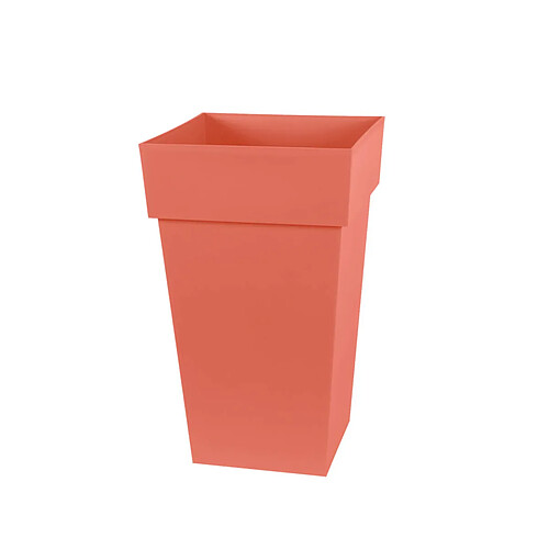 EDA Plastiques Pot de fleur carré Toscane 39 x H.65 cm - Orange terre battue- Eda