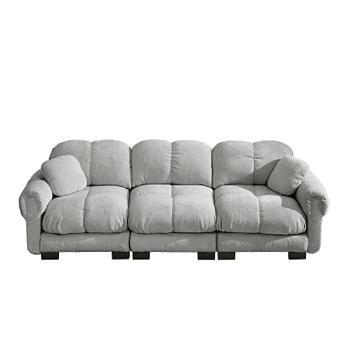 ByteLike Canapé modulable 3 places en chenille couleur gris type nuage