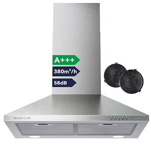 Hotte murale à filtre à charbon actif avec système de recyclage, 60 cm, 1001G-Argent