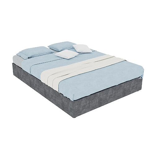 STILVORA Cadre de lit 140/200 cm gris en tissu et métal avec dossier réglable