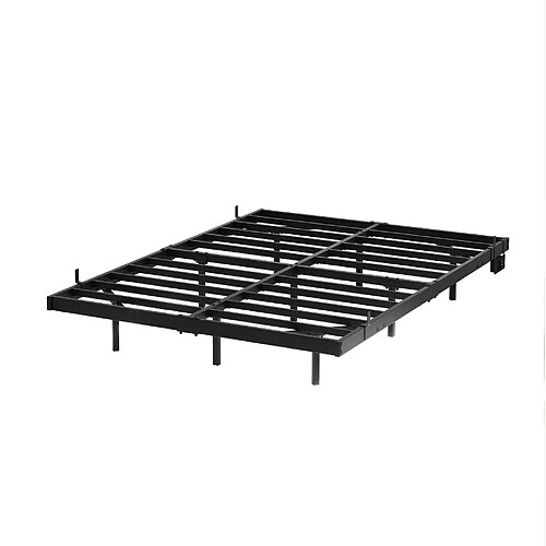 STILVORA Lit 140/190 cm noir en métal avec LED et station de charge
