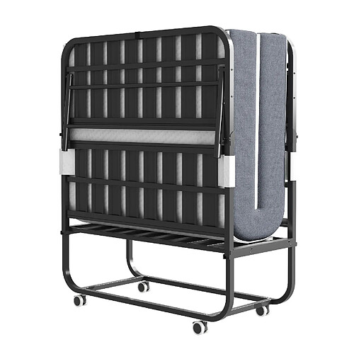 STILVORA Lit pliant 90/190 cm noir en métal avec matelas mémoire 9,5 cm