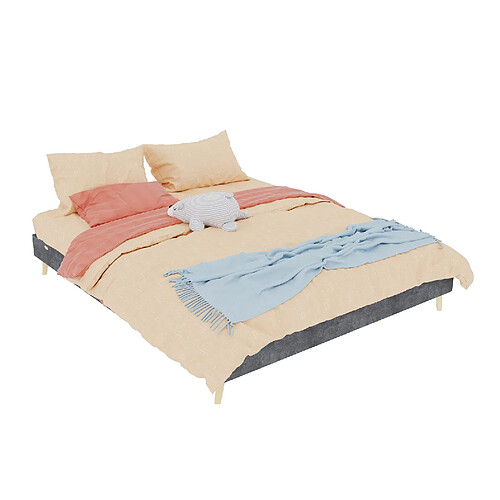 STILVORA Lit 160/200 cm gris en tissu avec tête de lit géométrique
