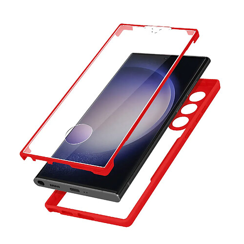 Avizar Coque Intégrale pour Galaxy S23 Ultra Protection Hybride Antichoc Rouge