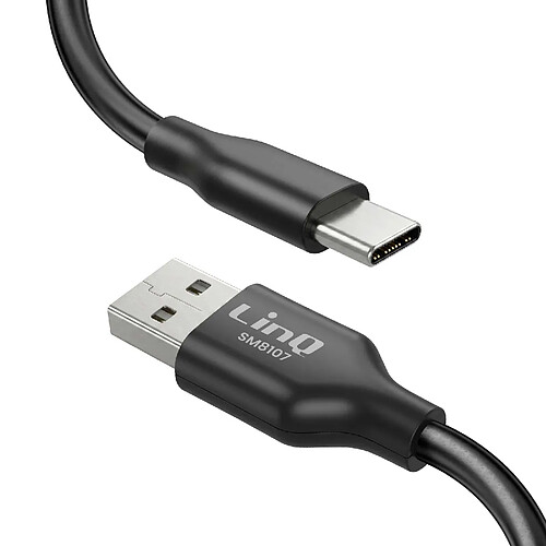 LinQ Câble USB-C vers USB-A PD 36W 4A Rangement Aimanté Auto-Enroulant 1.2m Noir