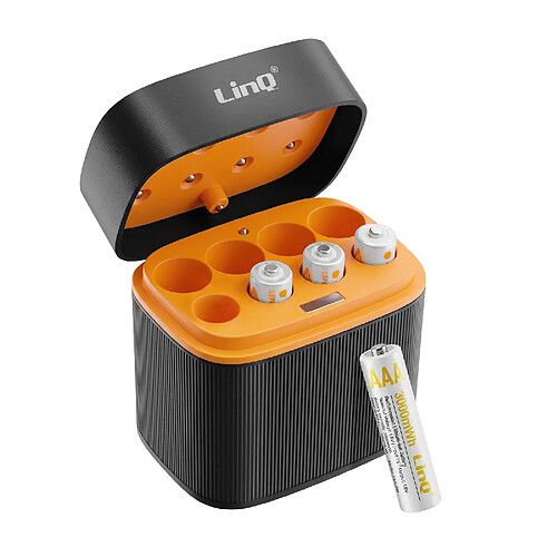 LinQ Chargeur Piles AAA 8 Slots Noir / Orange