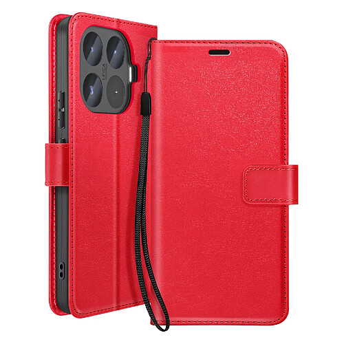 Mayaxess Étui Portefeuille pour Xiaomi 17T avec Dragonne et Fonction Support Rouge
