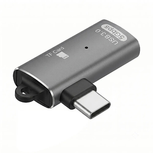 LinQ Lecteur Carte Micro SD / TF vers USB-C Coudé avec Port USB-A Gris