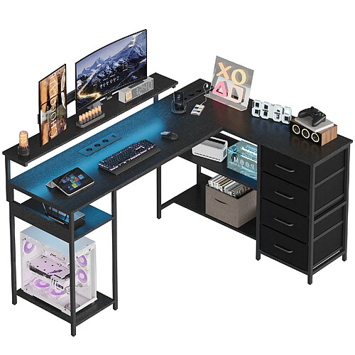 ByteLike Noir Bureau d'ordinateur en L pour gaming et maison