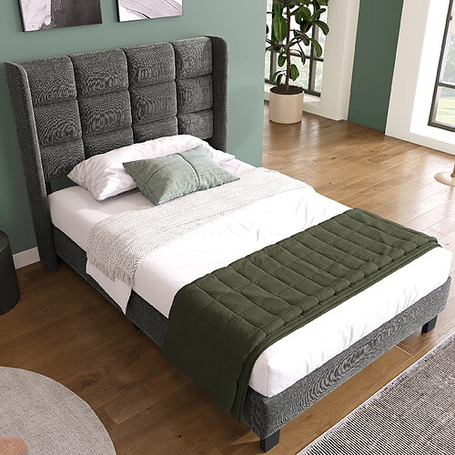 HAUSS SPOLE Lit simple 90x200 cm Lit capitonné - Gris