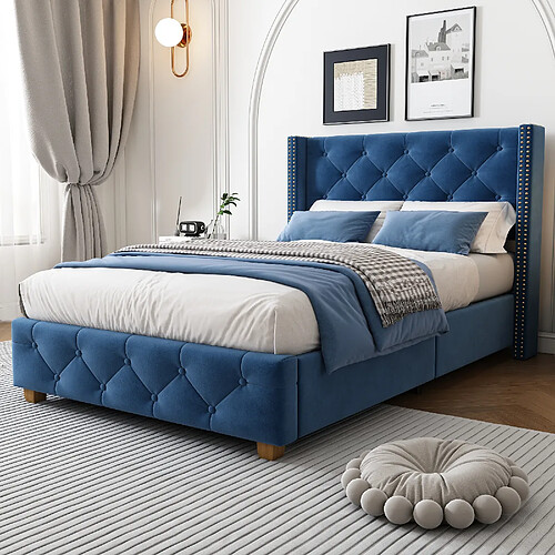 HAUSS SPOLE Lit simple 90x200 cm Lit rembourré - Bleu