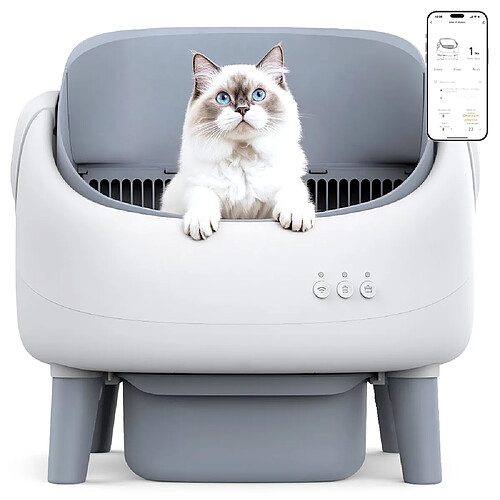 Nonesuch Bac à litière autonettoyant MINI-C - 15 000 ml - Blanc coton