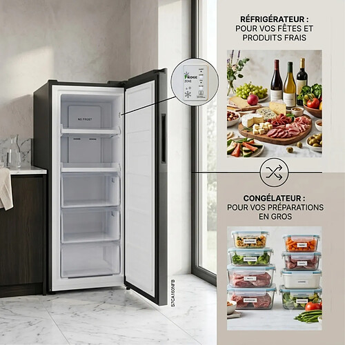 7 SEVENSTARS Sevenstars Congélateur armoire S7CA160NFB 163 litres froid ventilé noir brossé