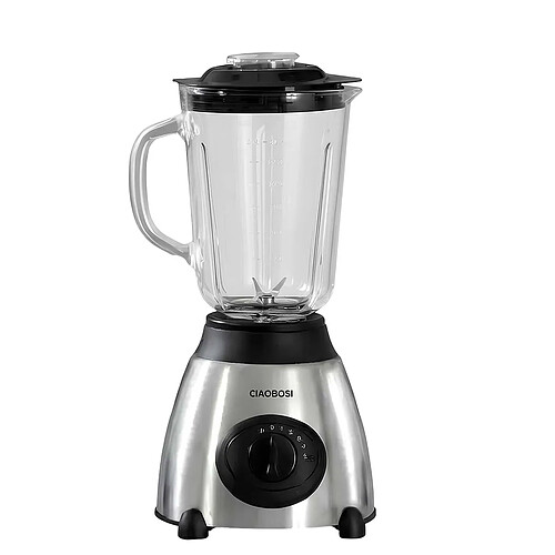 Avizar Blender Mixeur Multifonction 1,5L 450W en Acier Inoxydable et Verre Argent