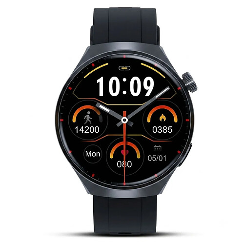 3mk Montre Connectée Altora Everyday avec Écran Rond 60Hz et Appels Bluetooth IP68 Noir