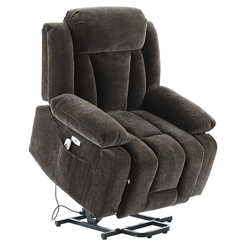 MIVRAY Fauteuil relax releveur - massage 8 points chauffant - tissu marron