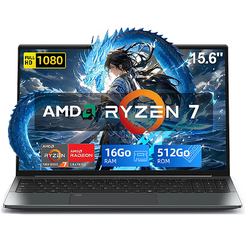 VANWIN PC portable Gamer - Ryzen 7 5825U (Max 4.5GHz) - 16Go DDR4- Écran 15.6" Pouces - Clavier Rétroéclairé - Win 11 Pro