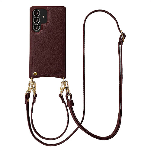 Selencia Coque de télephone Nova avec cordon et porte-cartes pour Samsung Galaxy S25 Ultra - Bold Burgundy