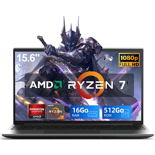 VANWIN PC portable Gamer Puissant - Windows 11 Pro - AMD Ryzen 7 5825U (4.5GHz) - 16Go RAM - 512 GO SSD - 15.6" FHD IPS