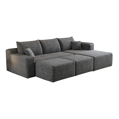 STILVORA Canapé d’angle 241 cm gris foncé en tissu sans montage