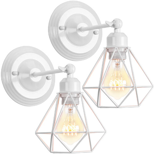 STOEX Applique Murale Vintage en Métal pour Intérieur, Diamètre 15 cm, Blanc, E27, 2PCS