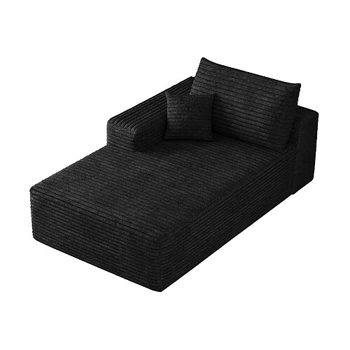 STILVORA Canapé d’angle noir en tissu avec méridienne réversible sans montage