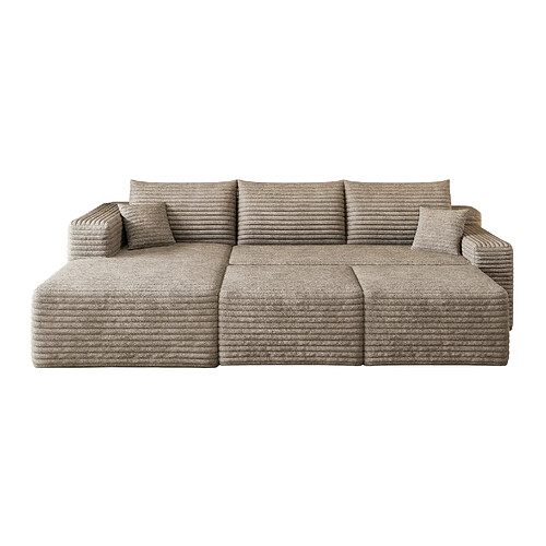 STILVORA Canapé d’angle 241 cm camel en tissu sans montage