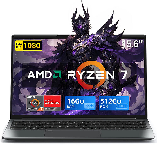 VANWIN PC portable Gamer - AMD Ryzen 7 5825U (8C/16T, jusqu'à 4.5GHz) - 16Go RAM DDR4 - 512 GO SSD M.2
