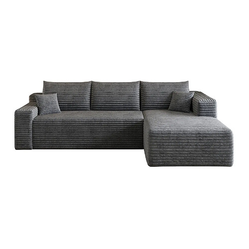STILVORA Canapé d'angle 241 cm gris foncé en tissu côtelé sans montage