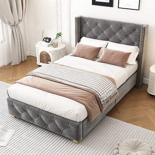 HAUSS SPOLE Lit simple 90x200 cm Lit rembourré - Gris