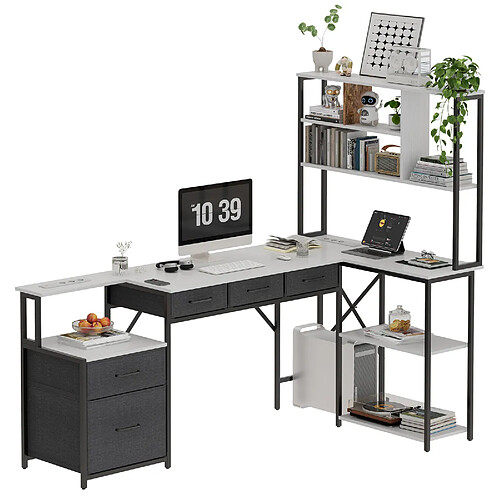 ByteLike Blanc Bureau gaming en L grande taille
