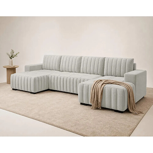 Bestmobilier Lazare - Canapé panoramique en U 7 places convertible avec coffre en velours