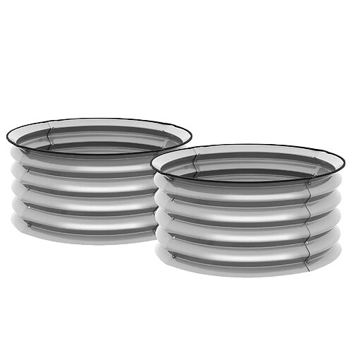 STILVORA Carré potager 60/60/30 cm argent en métal avec fond ouvert lot de 2