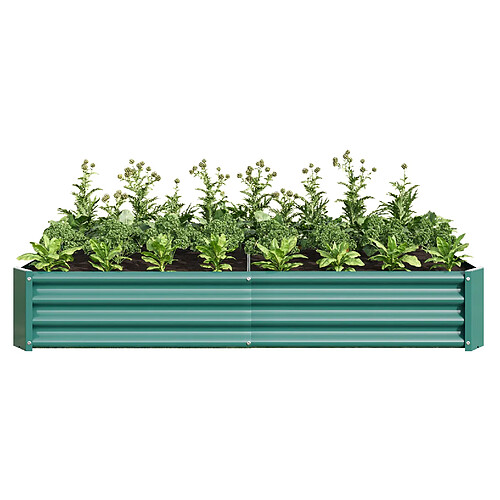 STILVORA Bac potager surélevé 180/91/30 cm vert en métal avec base ouverte