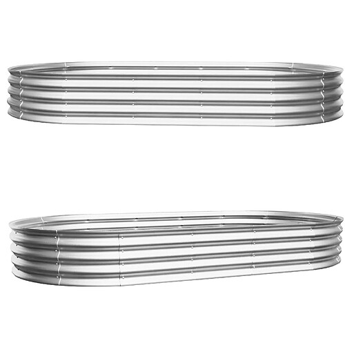 STILVORA Bac de jardin surélevé 243,8/122/30,5 cm argenté en métal galvanisé lot de 2