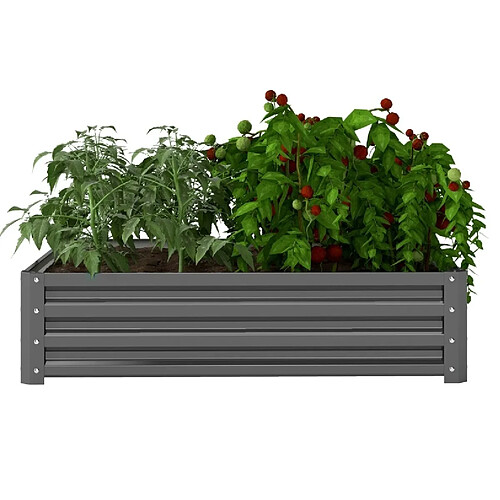 STILVORA Carré potager 120/120/30 cm gris clair aus acier galvanisé avec fond ouvert