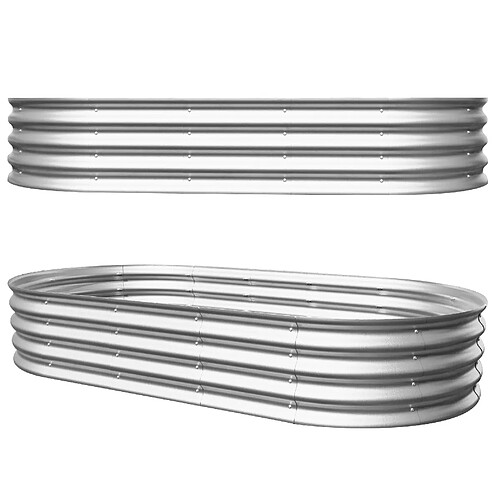 STILVORA Carré potager surélevé 182,9/91,5/30,5 cm argenté en métal lot de 2