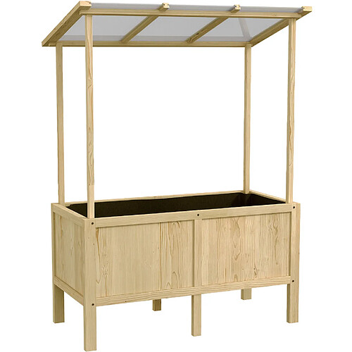 STILVORA Carré potager surélevé 110/60/152/140 cm naturel en sapin avec toit en polycarbonate