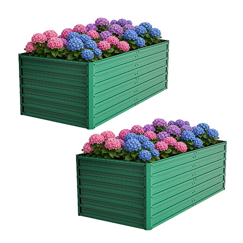 STILVORA Bac potager surélevé 190/90/64 cm vert en métal à fond ouvert