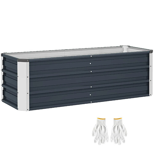 STILVORA Carré potager surélevé 125/47/40 cm gris en acier à fond ouvert