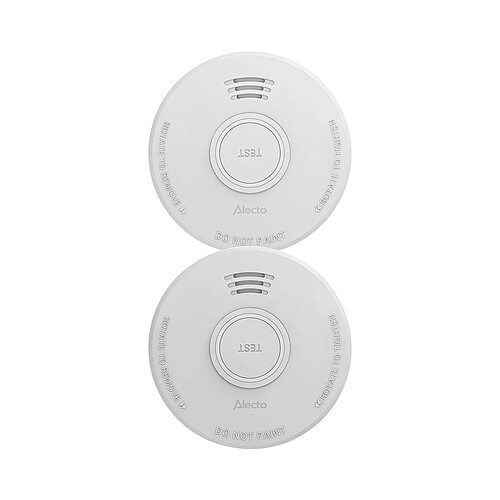 Alecto Pack de 2 Détecteurs de Fumée 85dB avec Pile de 5 ans Certifié EN14604 Blanc